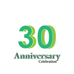 30 Years Anniversary Celebration Green Vector Template Design Illustration
