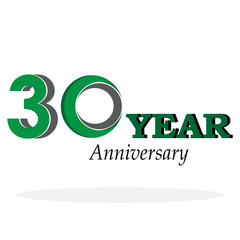 30 Years Anniversary Celebration Green Vector Template Design Illustration