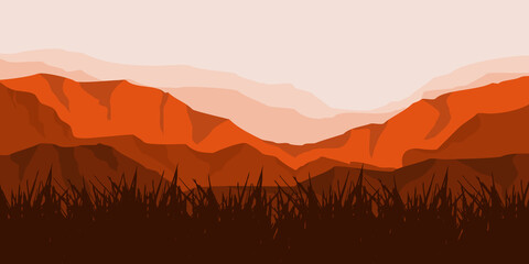 sunset view scenery landscape illustration web banner template design