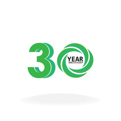 30 Years Anniversary Celebration Green Vector Template Design Illustration