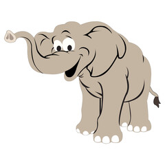 Cute gray elephant vector illustration isolated on white background.