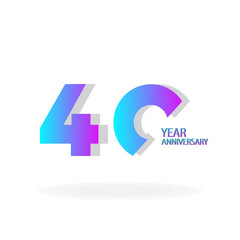 40 Years Anniversary Celebration Blue Color Vector Template Design Illustration