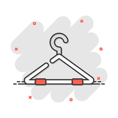 Vector cartoon hanger icon in comic style. Wardrobe hander sign illustration pictogram. Hanger business splash effect concept.