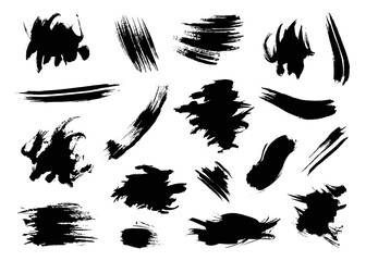 Set of different black and white brushes