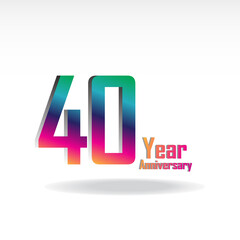 40 Years Anniversary Celebration Rainbow Color Vector Template Design Illustration