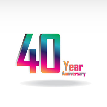 40 Years Anniversary Celebration Rainbow Color Vector Template Design Illustration