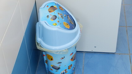 blue toilet bowl