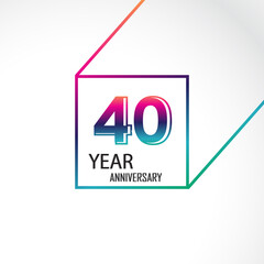 40 Years Anniversary Celebration Color Vector Template Design Illustration