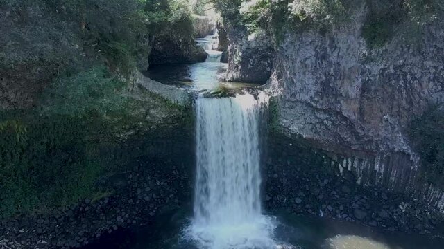 Beautiful waterfall and river of East Reunion island, Bassin La Paix