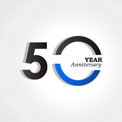 50 Years Anniversary Celebration Black Blue Color Vector Template Design Illustration