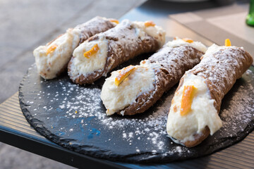 Sicilian cannoli with ricotta and candied