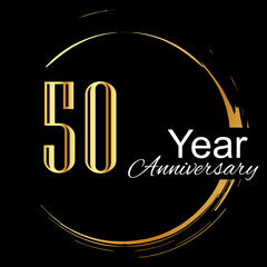 50 Years Anniversary Celebration Gold Black Background Color Vector Template Design Illustration