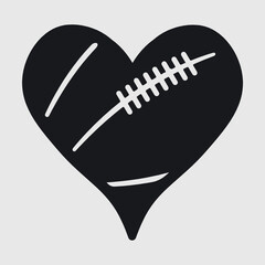 Ragby Ball Silhouette | Rugby Ball | Ball | Football | Sports Ball | American football | Heart Shape