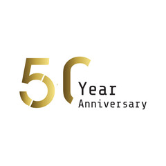 50 Years Anniversary Celebration Gold Color Vector Template Design Illustration
