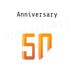 50 Years Anniversary Celebration Orange Color Vector Template Design Illustration