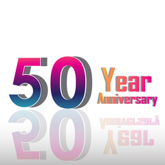 50 Years Anniversary Celebration Rainbow Color Vector Template Design Illustration