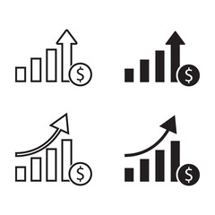 Growing bar graph icon on a white background. Vector illustration