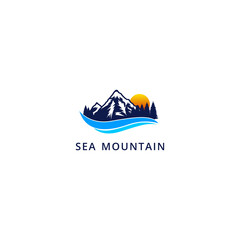 Creative sea mountain logo design 