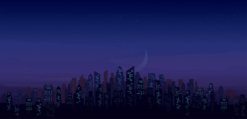 modern night city skyline landscape backgrounds vector illustration EPS10