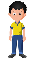 Cute little boy cartoon character. Vector illustration isolated on white background.