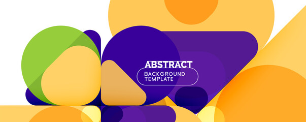 Flat geometric round shapes and dynamic lines, abstract background. Vector illustration for placards, brochures, posters and banners