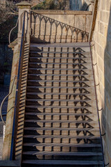Stairs from Kampa to Charles Bridge / Prague, Czech Republic