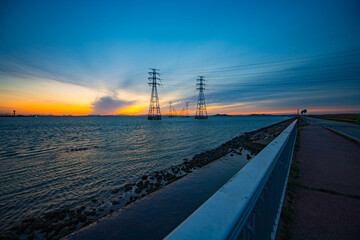 sunset over the river