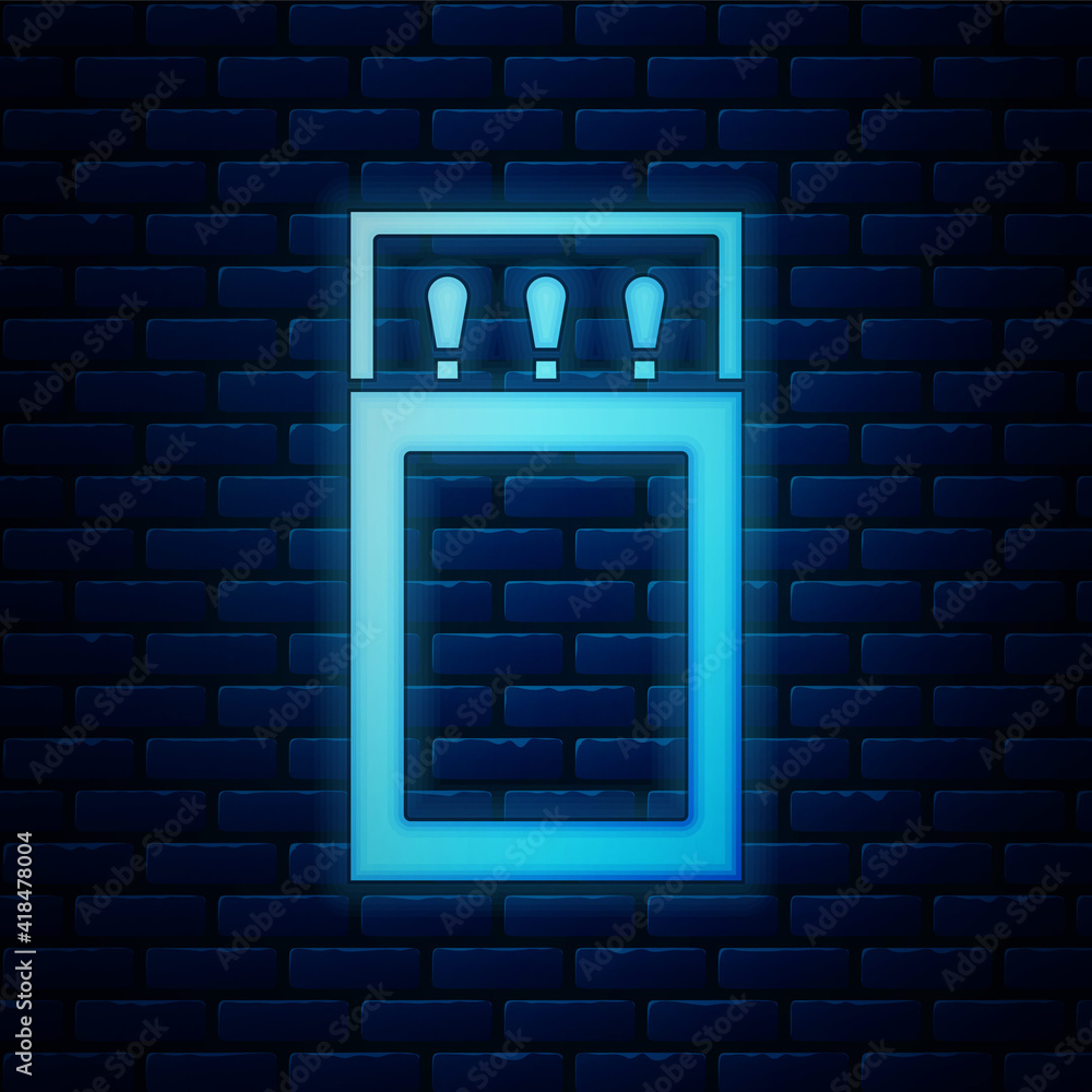 Poster blue open matchbox and matches icon isolated seamless pattern on red background. vector.