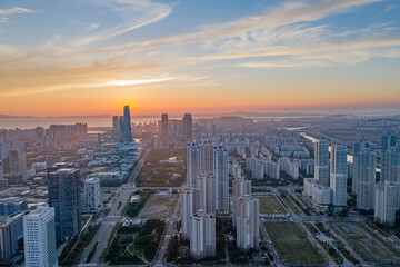 Obraz premium city skyline at sunset