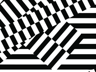 abstract background consists of black and white stripes intersecting at different angles
