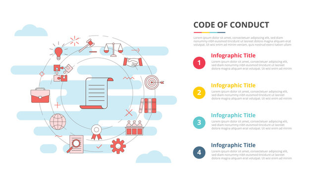Code Of Conduct Concept For Infographic Template Banner With Four Point List Information