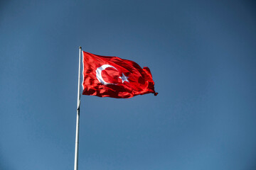 canadian flag against blue sky