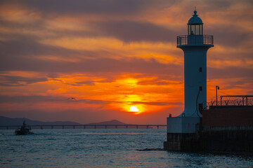 lighthouse at sunset