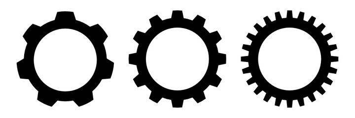 Set of Black vector gear wheel icons - obrazy, fototapety, plakaty