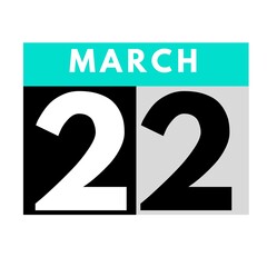 March 22 . flat daily calendar icon .date ,day, month .calendar for the month of March
