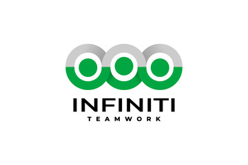 combination of teamwork symbol and infinity shape. isolated community logo vector template.