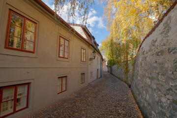 Fototapeta na wymiar street in the old town - Nový Svět / Hradčany, Prague, Czech Republic
