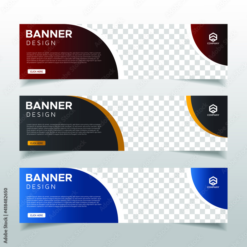 Wall mural modern abstract web banner with place for photo. horizontal layout template. business ad banner. vec
