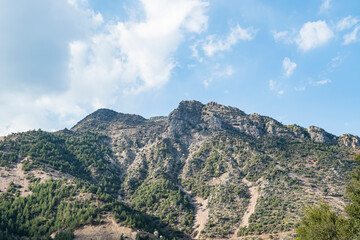 Fototapeta na wymiar Mountain under blue cloudy sky. Kahramanmaras TURKEY