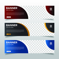 Modern Abstract web banner with place for photo. Horizontal Layout template. Business Ad banner. Vector EPS 10