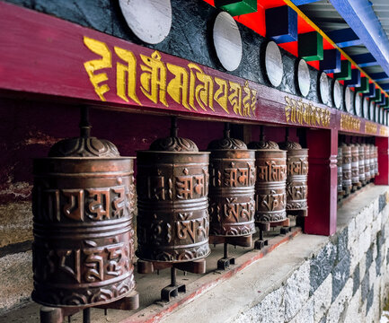 Buddhist prayer wheels
