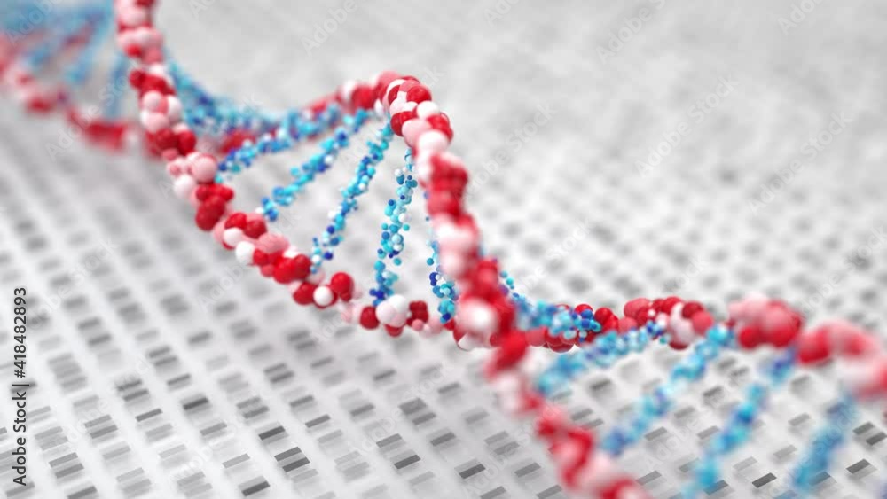 Poster dna molecules, structure of the genetic code, 3d rendering,4k loop conceptual video.