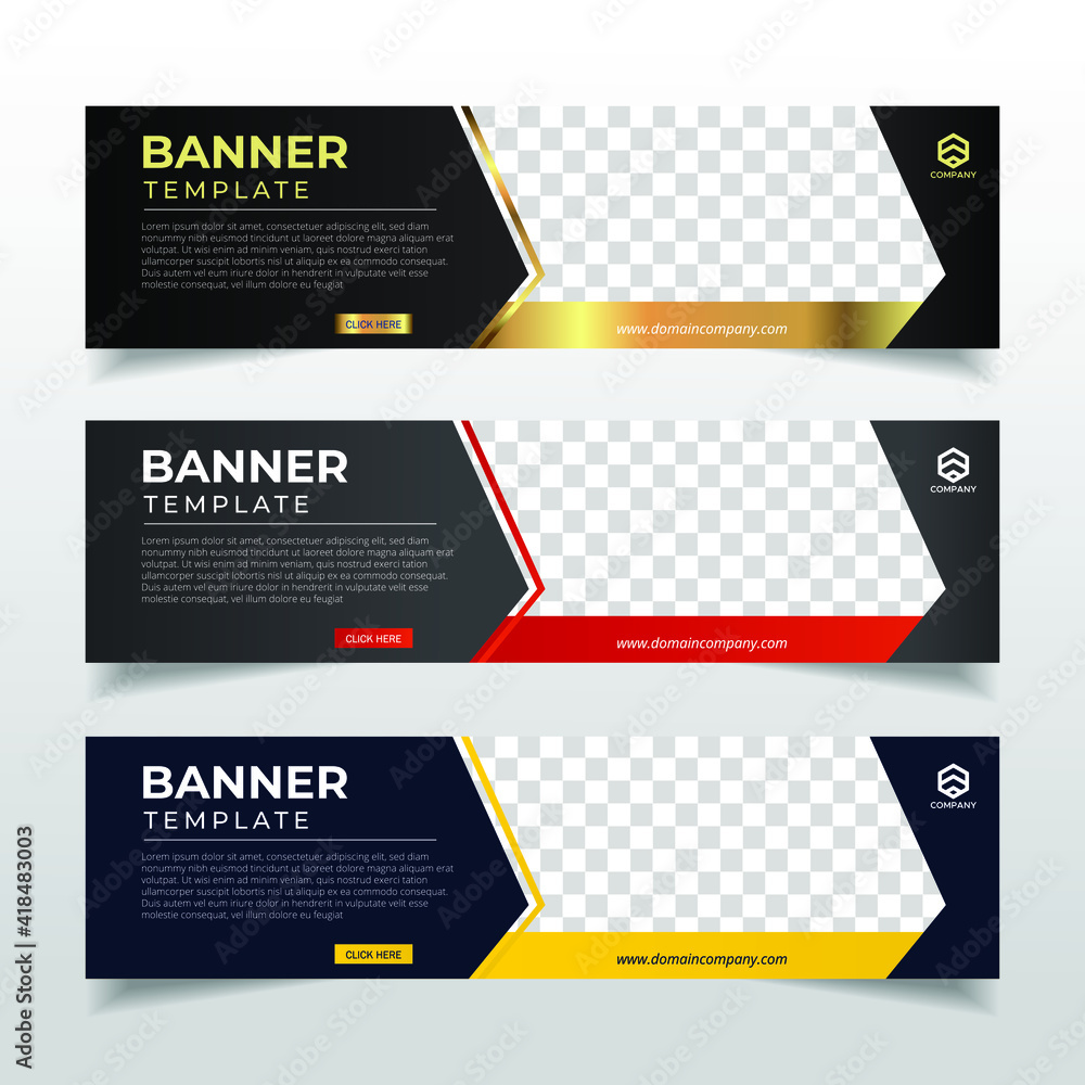 Wall mural modern abstract web banner with place for photo. horizontal layout template. business ad banner. vec