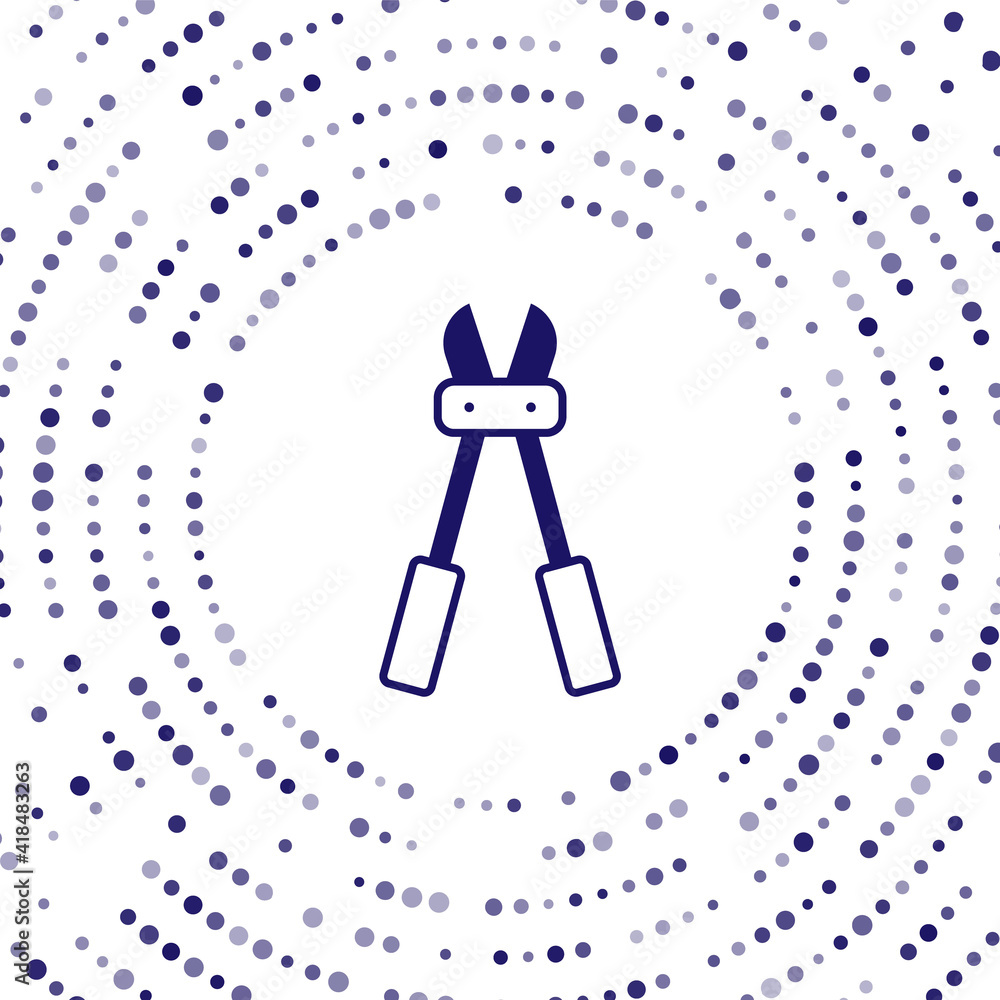 Poster blue bolt cutter icon isolated on white background. scissors for reinforcement bars tool. abstract c