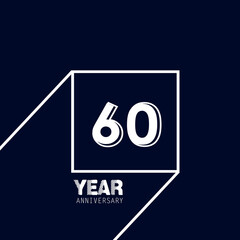 60 Years Anniversary Celebration Blue Color Vector Template Design Illustration