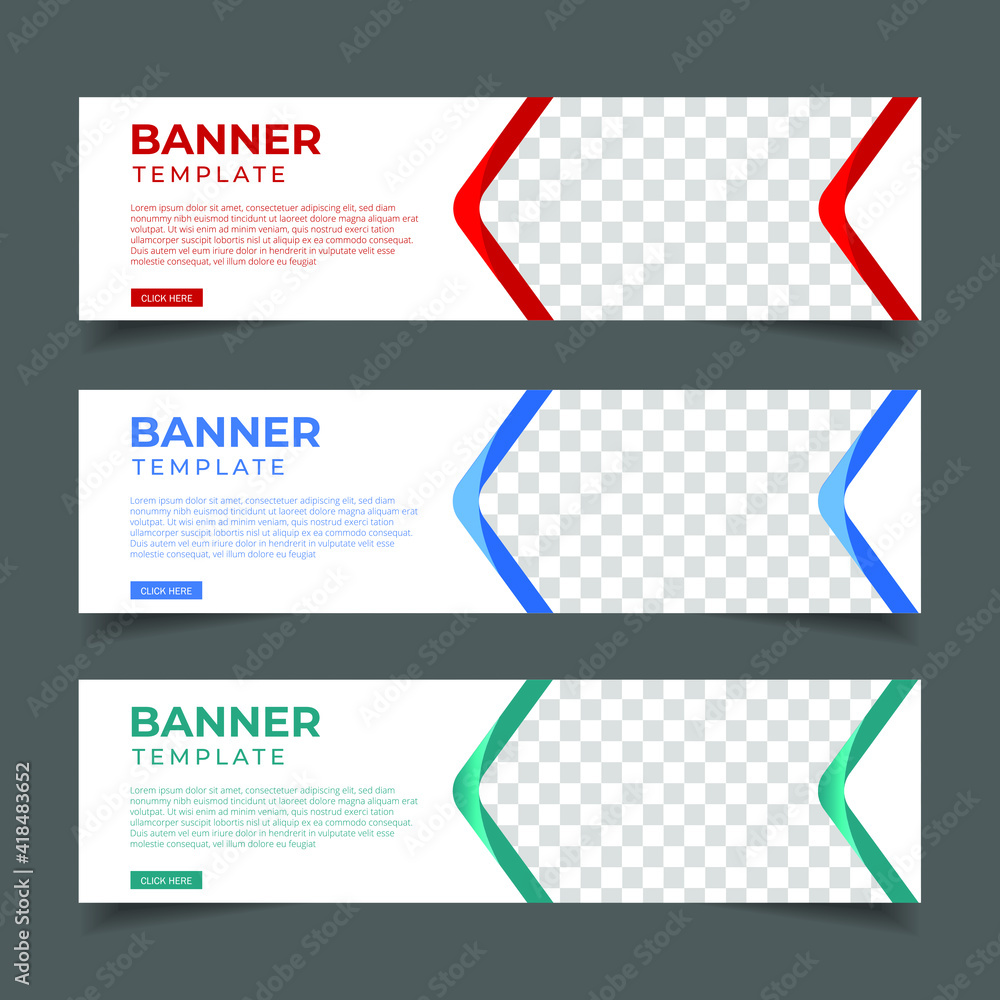 Wall mural modern abstract web banner with place for photo. horizontal layout template. business ad banner. vec