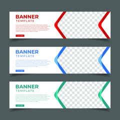 Modern Abstract web banner with place for photo. Horizontal Layout template. Business Ad banner. Vector EPS 10