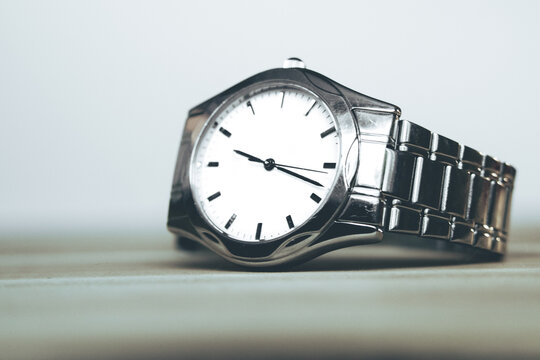 Wristwatch isolated on blurred background