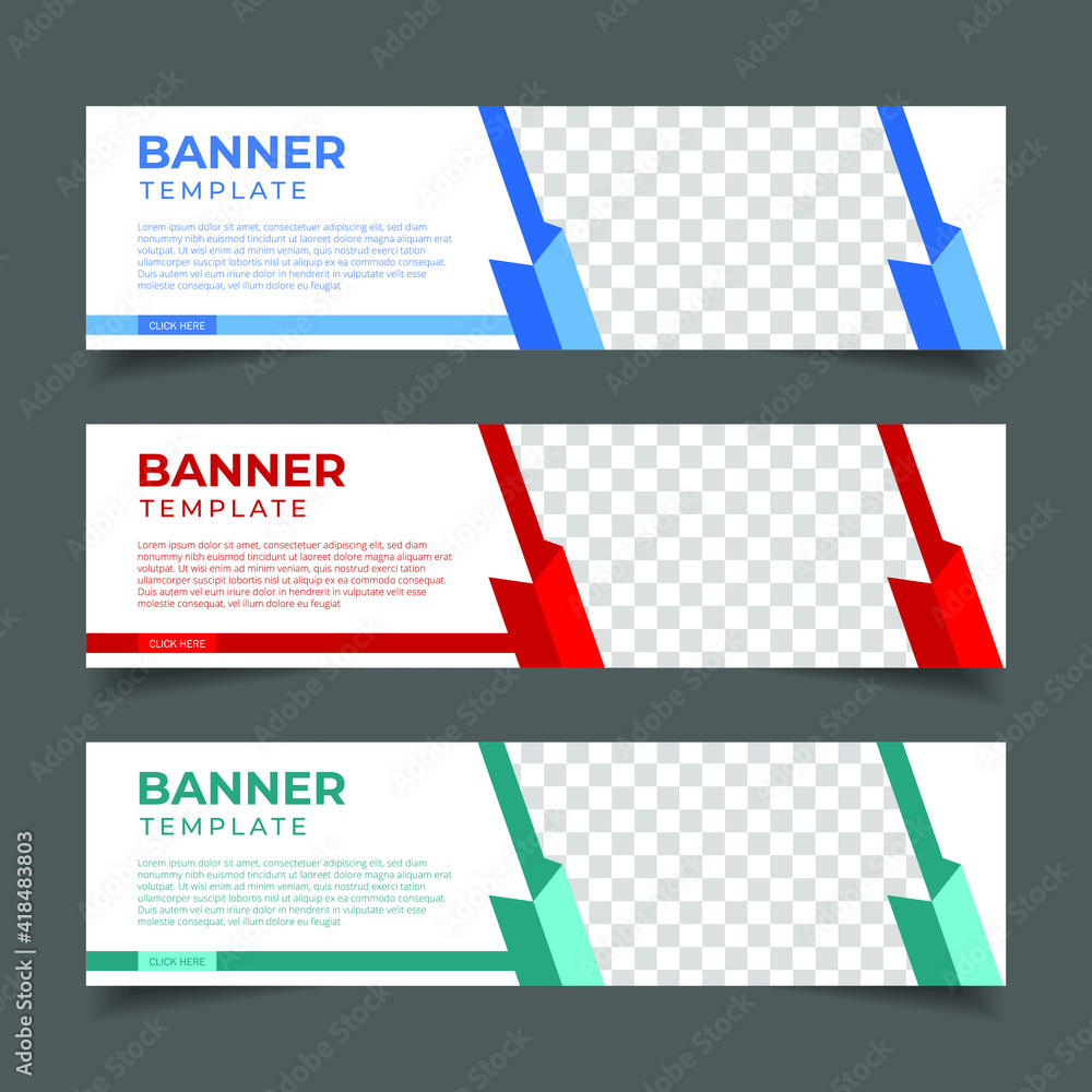 Wall mural modern abstract web banner with place for photo. horizontal layout template. business ad banner. vec