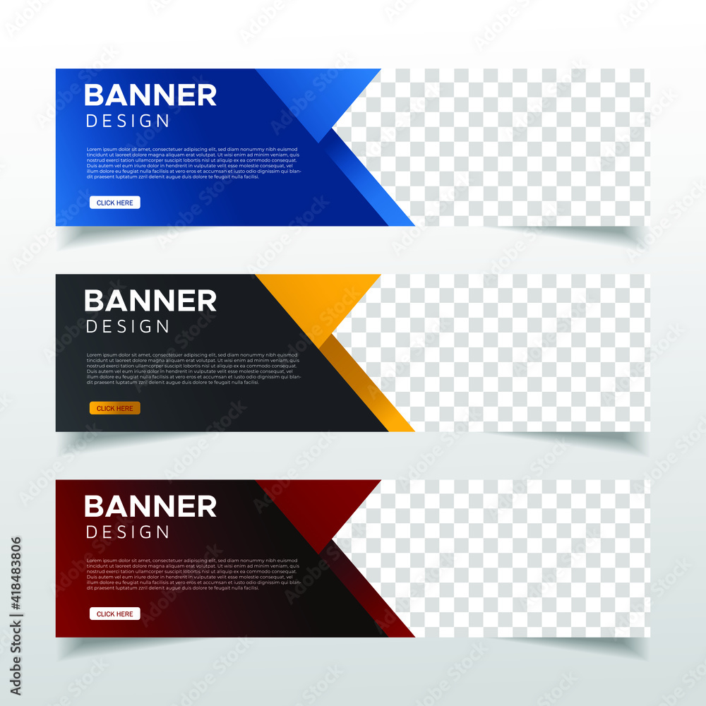 Wall mural modern abstract web banner with place for photo. horizontal layout template. business ad banner. vec